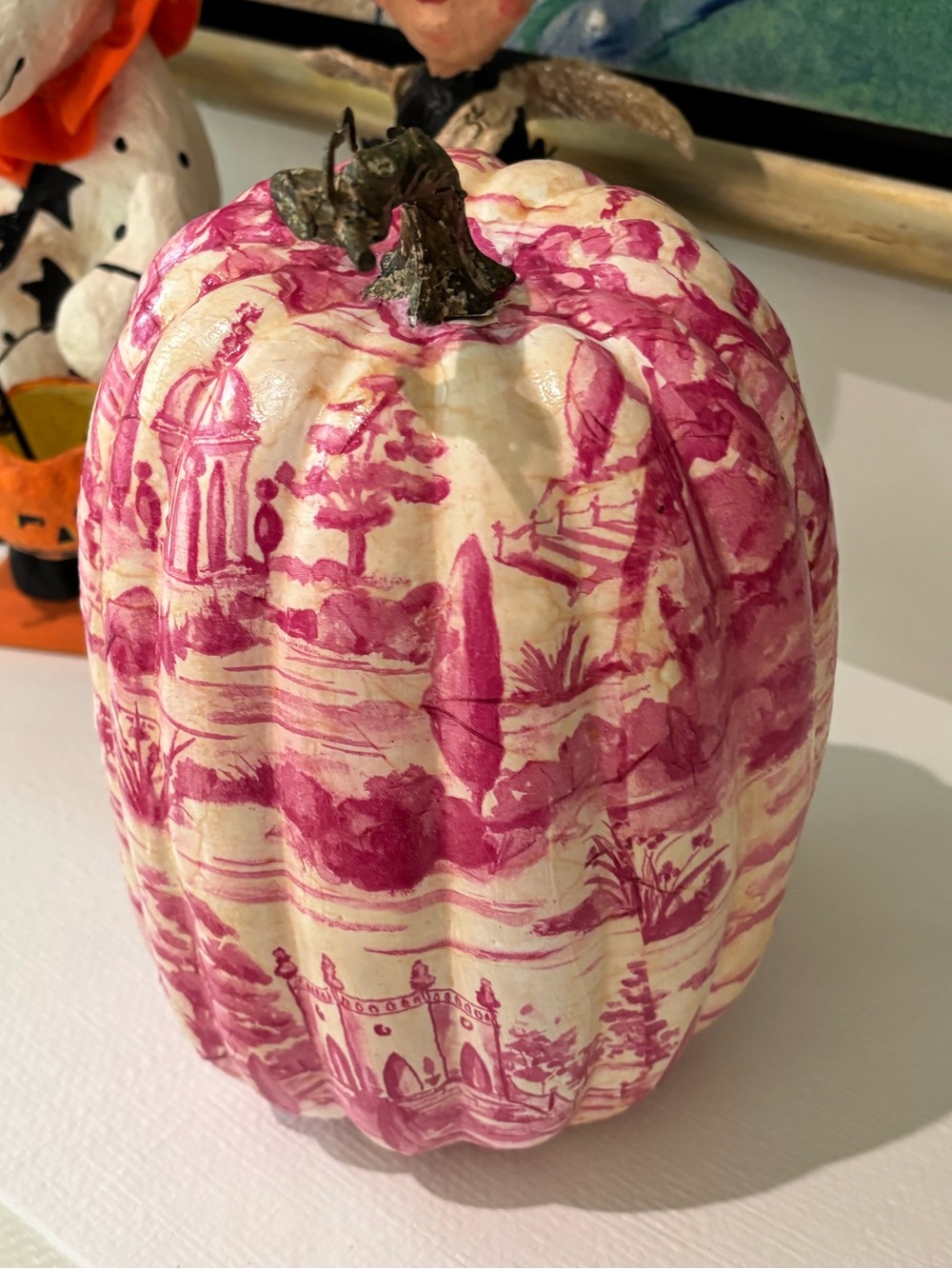 Pair of Pink & Green Faux Pumpkins (2)